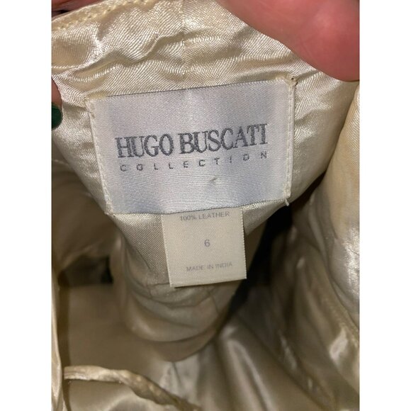 Hugo Buscati Collection Womens Cream Leather Halter Top & High-Waisted Pants Set - Picture 3 of 11